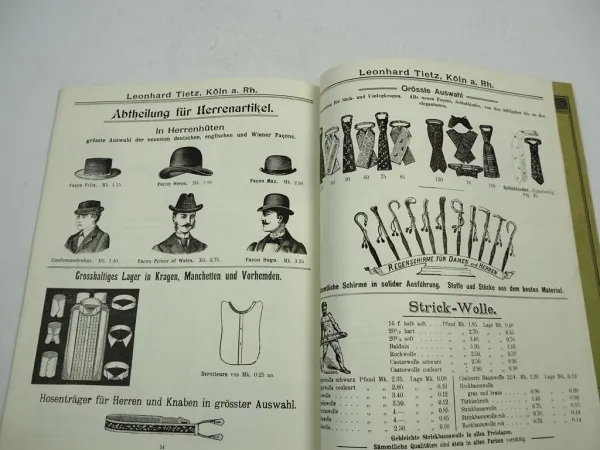 Katalog Verkaufshaus Leonhard Tietz Köln 1896 über Möbel Bedarfsartikel Haushalt