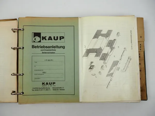 Kaup Zusatzgeräte für Stapler Betriebsanleitung Ersatzteilliste ca. 1980