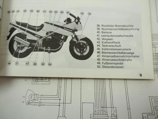 Kawasaki GPZ 500S EX500 A1 Betriebsanleitung 1987 Bedienung Wartung Schaltplan Elektrik
