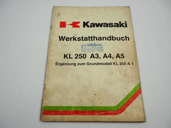 Kawasaki KL250 A3 A4 A5 Werkstatthandbuch Ergänzung 1981 Reparaturanleitung