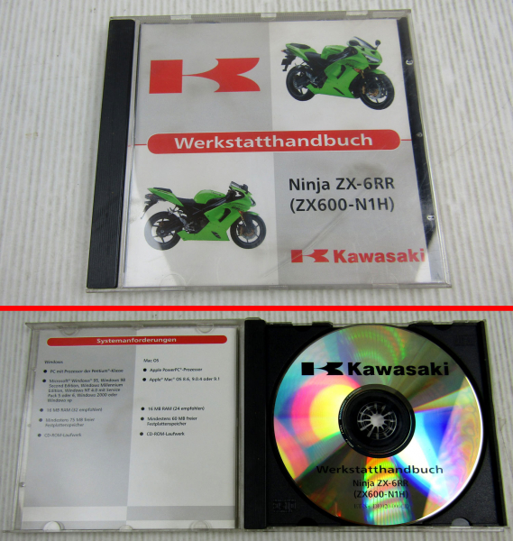 Kawasaki Ninja ZX-6RR ZX600-N1H Werkstatthandbuch Reparaturhandbuch CD