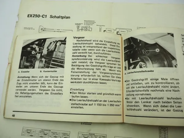 Kawasaki Z 250 GP belt drive EX250 C1 Betriebsanleitung Wartung Schaltplan Bedienung