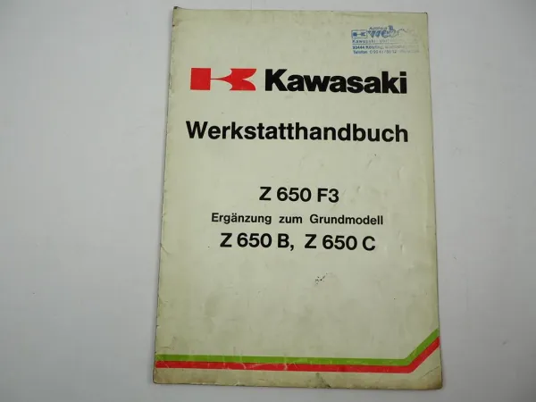 Kawasaki Z650 F3 Werkstatthandbuch Ergänzung 1982 zum Grundmodell Z650B Z650C