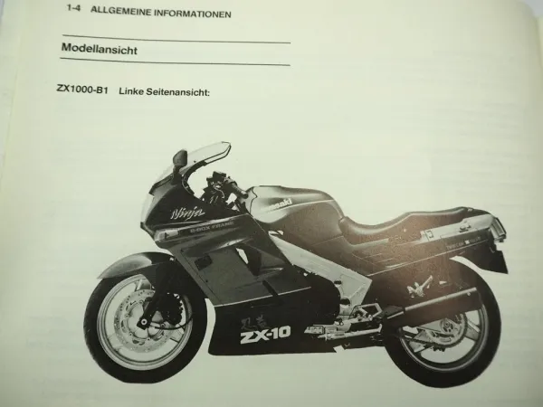 Kawasaki ZX10 ZX-10 Ninja ZX1000 B1 Werkstatthandbuch Reparaturanleitung 1988