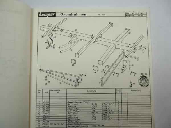 Kemper Express BE 75 125 Ballenautomat Ersatzteilliste Ersatzteilkatalog 1978
