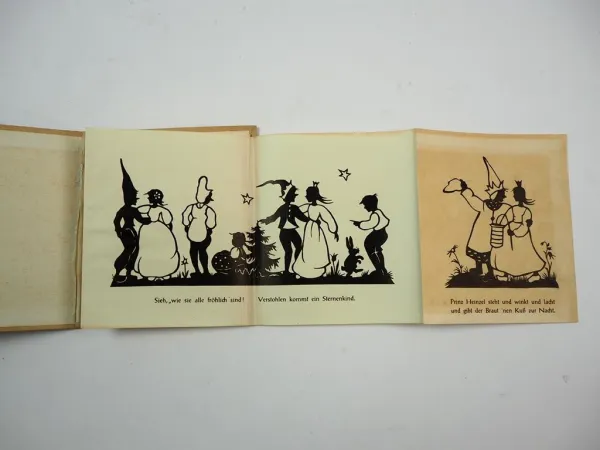 Kinderbuch Heinzelprinz hält Hochzeit mit Scherenschnitten Clär Pabst Huber 1945