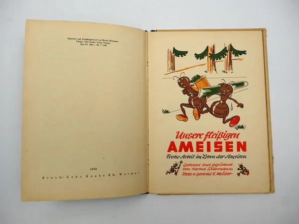Kinderbuch Unsere fleißigen Ameisen 1949 Knabe Verlag Weimar Ruhrmann Müller