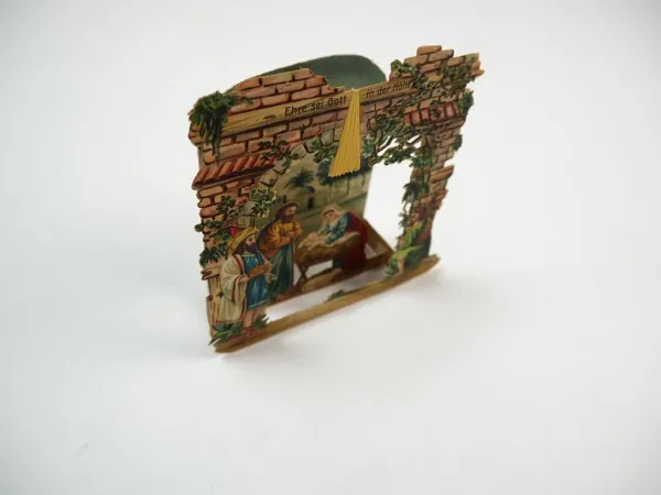 kleine alte Krippe aufstellbar 1916 Christi Geburt Weihnachten