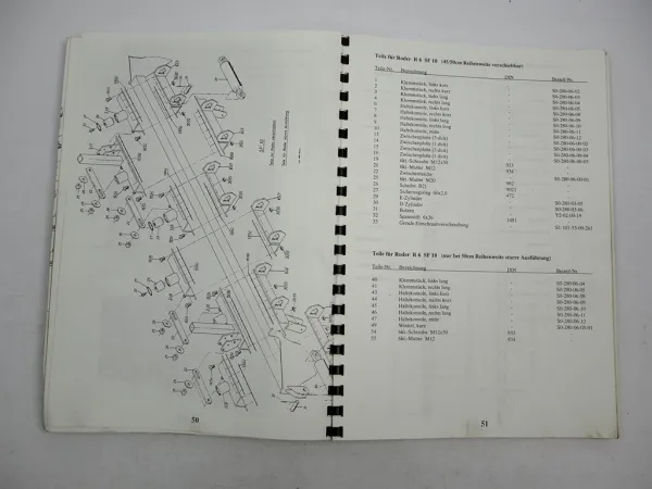 Kleine SF10 Erntemaschine Zuckerrüben Betriebsanleitung Ersatzteilliste 1996/97
