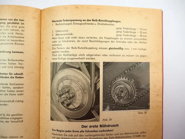 Köla Combi Mähdrescher Standard Special Betriebsanleitung Bedienung 1963
