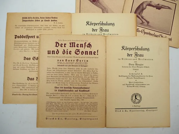 Körperschulung der Frau 1924 Dora Menzler Lehrtafeln Dieck Sportverlag Stuttgart