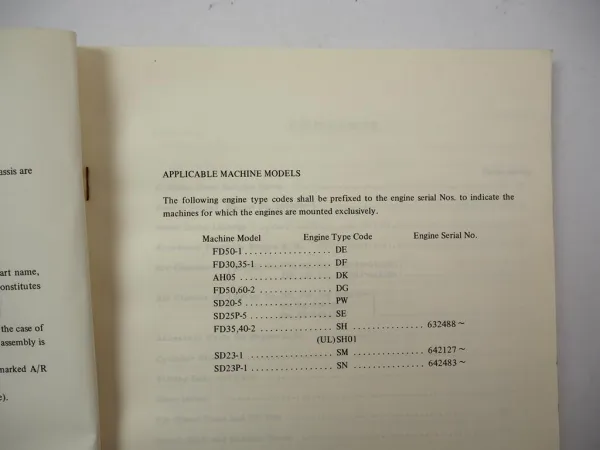 Komatsu DA220 Diesel Engine for FD 30 35 50 Forklift SD Loader Parts Book 1982