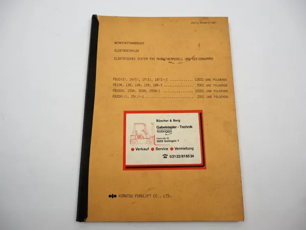 Komatsu FB 10 13 14 15 18 20 25 Stapler Elektrisches System Werkstatthandbuch