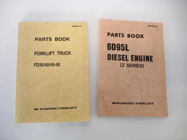 Komatsu FD 35 40 45 -5E Forklift + Engine 6D95L Parts Book 1990 Ersatzteilliste
