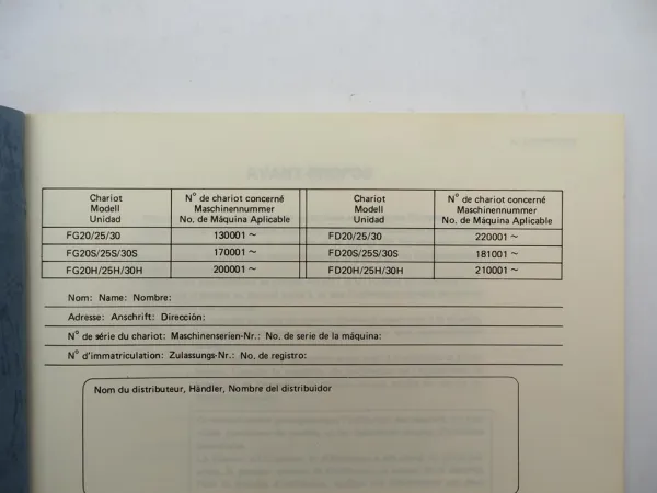 Komatsu FG FD 20 25 30 S H -8 Gabelstapler Betriebsanleitung Wartung 1986