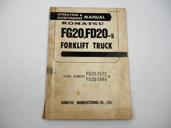 Komatsu FG FD 20 -5 Forklift Truck Operation Maintenance Manual 1969