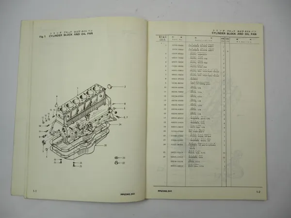Komatsu PPU 240 241 Gasoline Engine FG 30 35 40 50 60 Forklift Parts Book 1982
