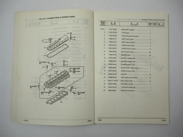 Komatsu TB42 Gasoline Engine FG 10 14 15 18 N L D -15 Forklift Parts Book 1989