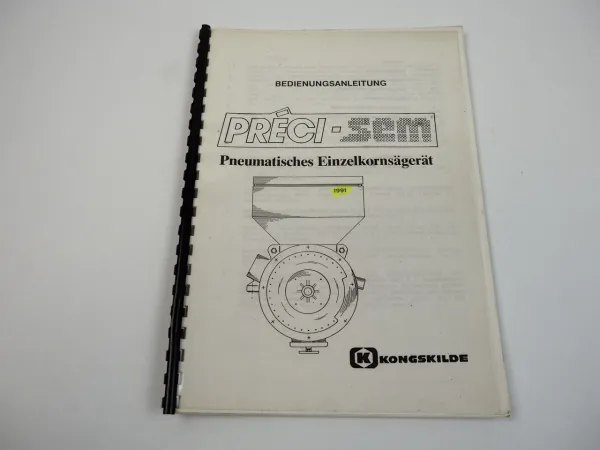 Kongskilde Preci Sem Einzelkorn Sägerät Bedienungsanleitung Ersatzteilliste 1991