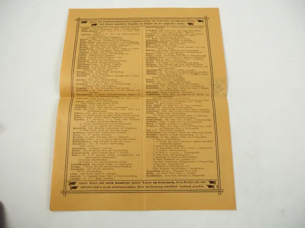 Kontroll Kasse Meteor Liste Reklame Hermann Carius Würzburg ca 1900