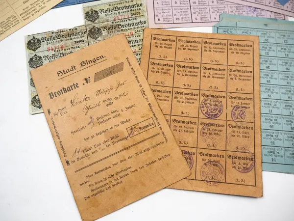 Konvolut Lebensmittelkarten Kreis Bingen für Brot Fleisch Seife Milch 1916/17