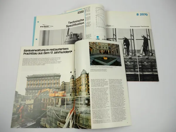 Konvolut Prospekte Flygt Pumpen Tauchpumpen + Einsatzberichte 1970er Jahre