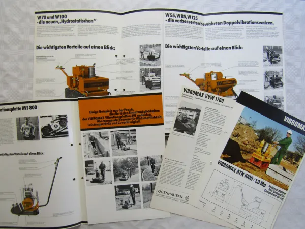 Konvolut Prospekte Vibromax ca 1973/79 Walzen Vibratinsplatten Bodenverdichtung