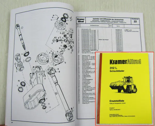 Kramer Allrad 312L Schaufellader Ersatzteilliste 1990 Ersatzteilkatalog