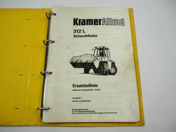 Kramer Allrad 312L Schaufellader Ersatzteilliste Ersatzteilkatalog 1990