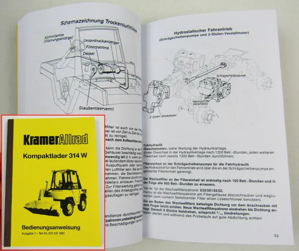 Kramer Allrad 314W Kompaktlader Betriebsanleitung Bedienungsanweisung