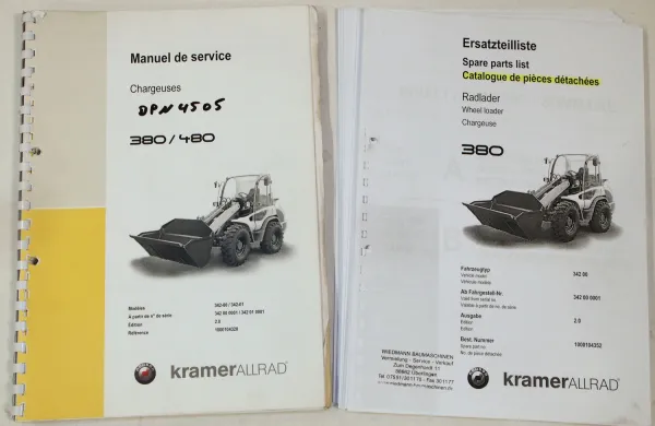 Kramer Allrad 380 Chargeuse Manuel de service + Catalogue de pieces detachees