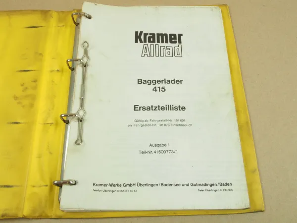 Kramer Allrad 415 Baggerlader Ersatzteilliste 1973