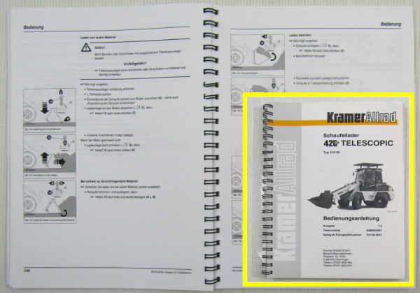 Kramer Allrad 420 Serie 2 Schaufellader 2001 Betriebsanleitung Typ 312-00