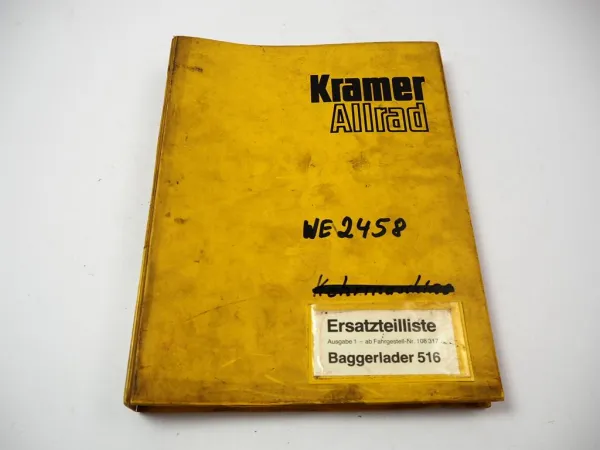 Kramer Allrad 516 Baggerlader mit Anbaubagger HT21 Ersatzteilliste ca. 1984