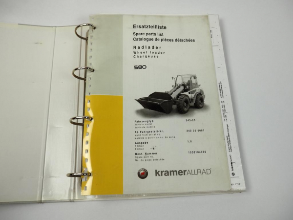 Kramer Allrad 580 Radlader Ersatzteilliste Spare Parts List 2003