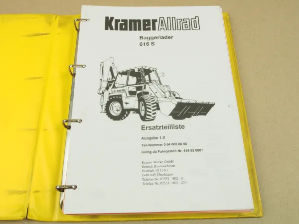 Kramer Allrad 616S Baggerlader Ersatzteilliste von März 1994 Typ 616 S