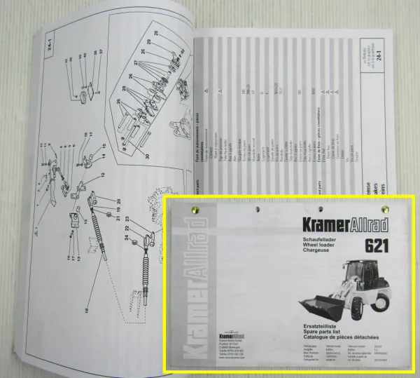 Kramer Allrad 621 Schaufellader Ersatzteilliste Ersatzteilkatalog Dez. 2001