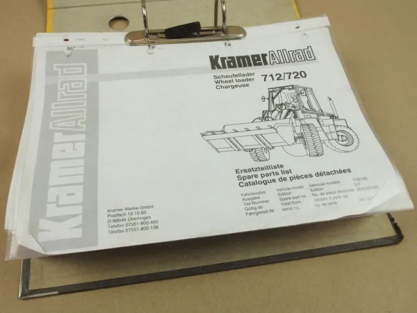 Kramer Allrad 712 720 Ersatzteilliste Parts List Catalogue de pieces 10/1999