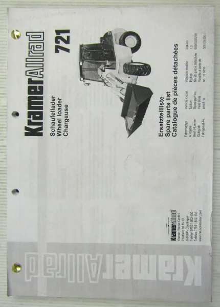 Kramer Allrad 721 Schaufellader Ersatzteilliste Ersatzteilkatalog Dez. 2001
