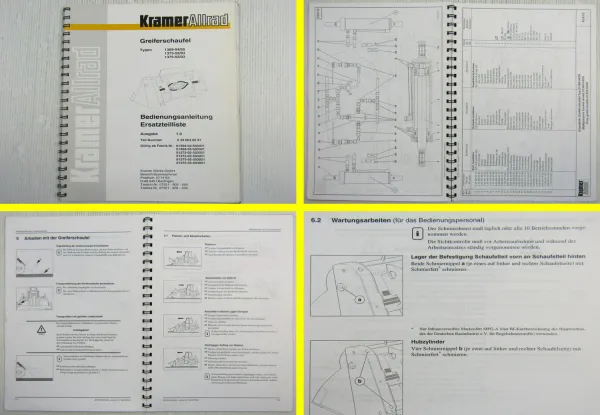 Kramer Allrad Greiferschaufel Bedienungsanleitung Ersatzteilkatalog 12/95