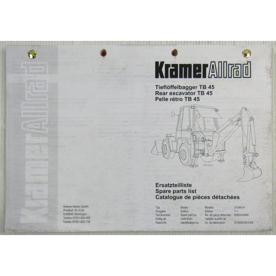 Kramer Allrad TB45 Tieflöffelbagger Ersatzteilliste Ersatzteilkatalog März 2001