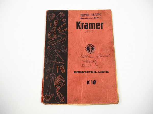 Kramer K15 K18 Schlepper Ersatzteilliste Ersatzteilkatalog