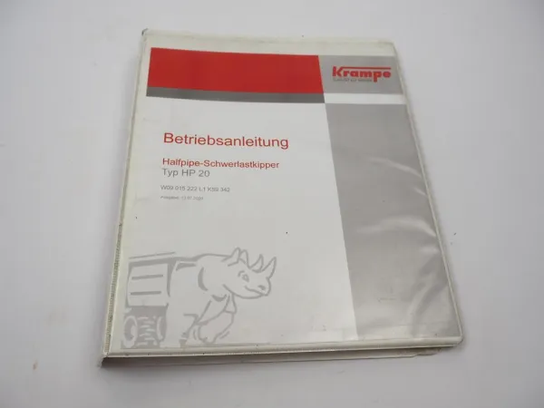 Krampe HP20 Halfpipe Schwerlastkipper Betriebsanleitung Ersatzteilliste 2020