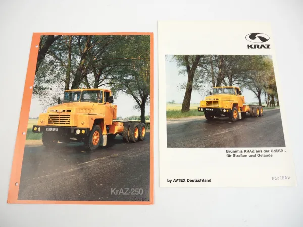 KRAZ 250 LKW Fahrgestell Kipper 2x Prospekt 1970/80er Jahre