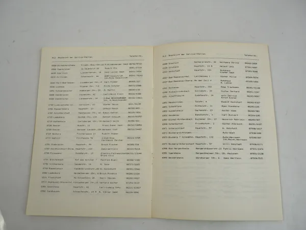 Kreidler Garelli Servicestellen Verzeichnis Zweirad Fahrzeuge 1987