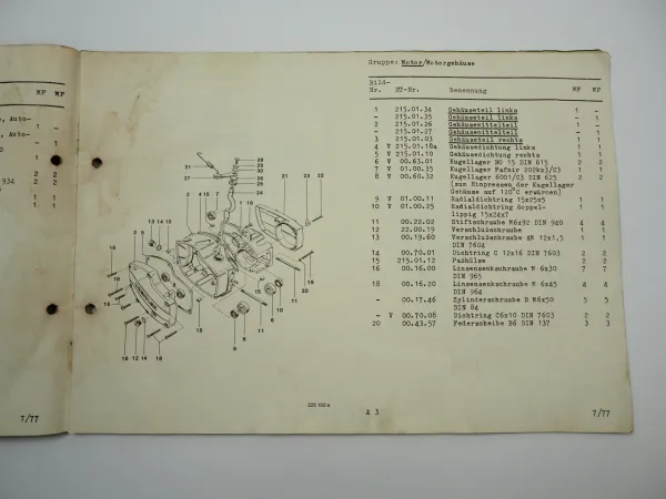Kreidler MF2 Mofa MP2 Moped Ersatzteilliste Ersatzteilkatalog ab BJ 1978