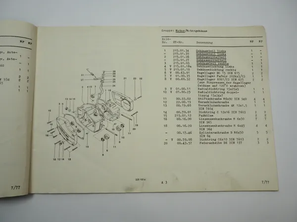 Kreidler MF2 Mofa MP2 Moped Ersatzteilliste Ersatzteilkatalog ab BJ 1978