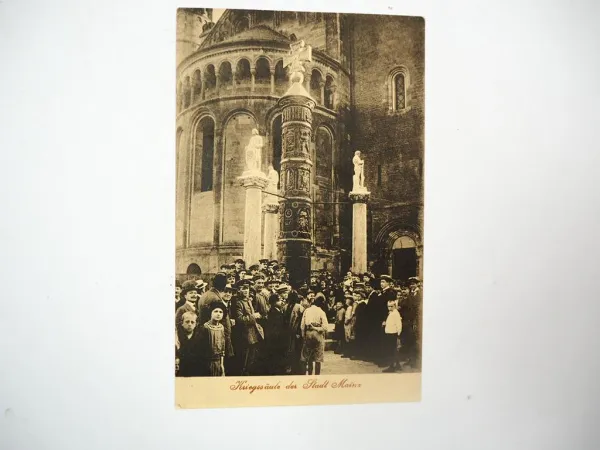 Kriegssäule Nagelsäule Mainz 1916 Nagelschein Ansichtskarte und Heft