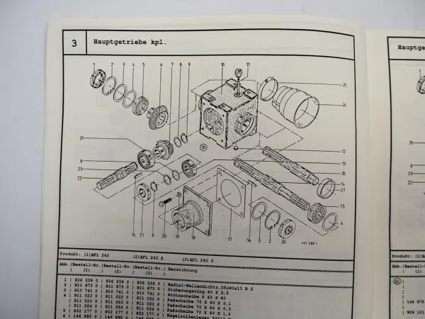 Krone AFL 242 242Z 282Z Front Scheibenmäher Ersatzteilliste
