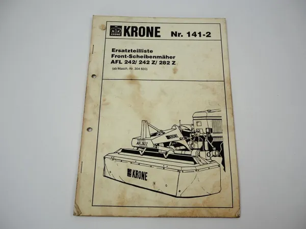 Krone AFL 242 242Z 282Z Front Scheibenmäher Ersatzteilliste